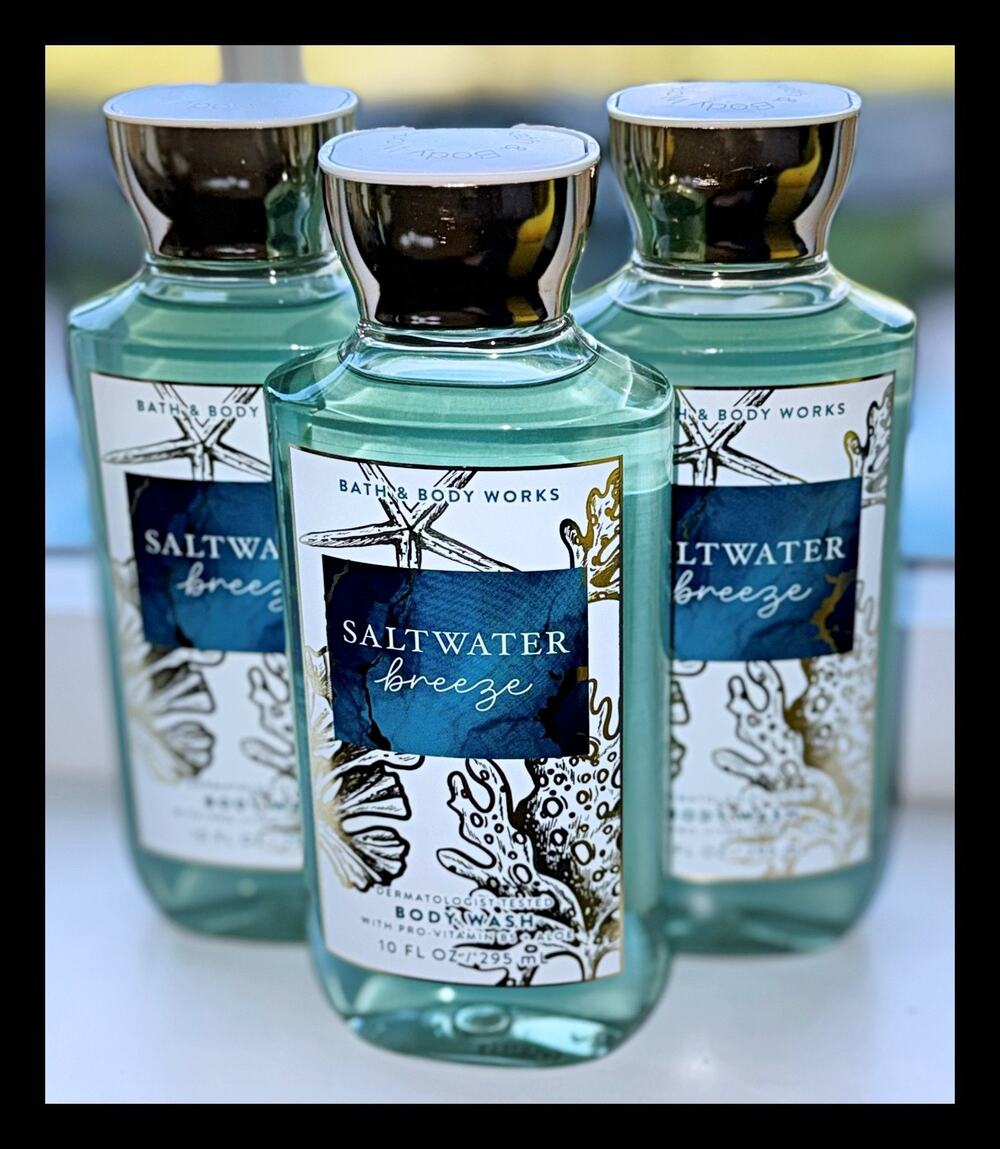 Bath & Body Works Saltwater Breeze 10oz Shower Gel Body Wash with Aloe B5 x3